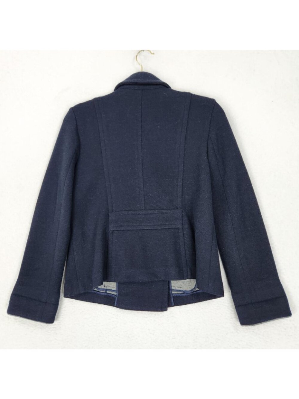 Talbots Jacket Womens 2 Petite Navy Blue Double Breasted Blazer Wool Blend - Picture 10 of 11